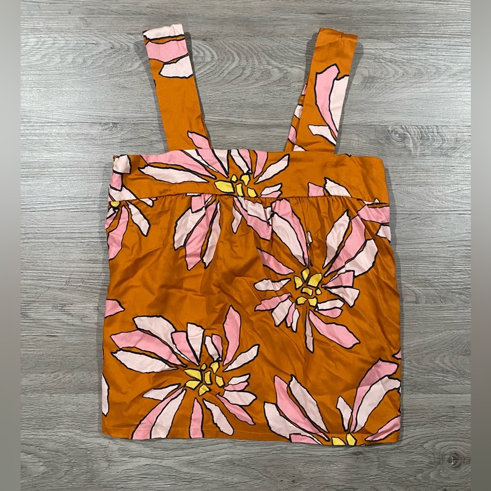 Crosby By Mollie‎ Burch Floral Orange and Pink Women's Top